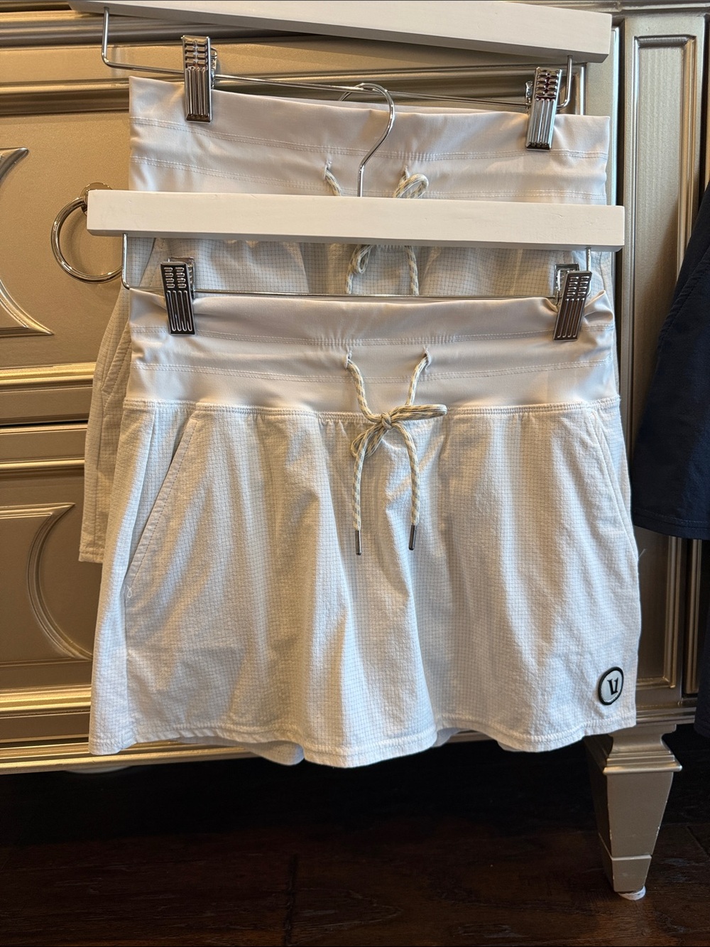 Vuori White Drawstring Skort with Logo